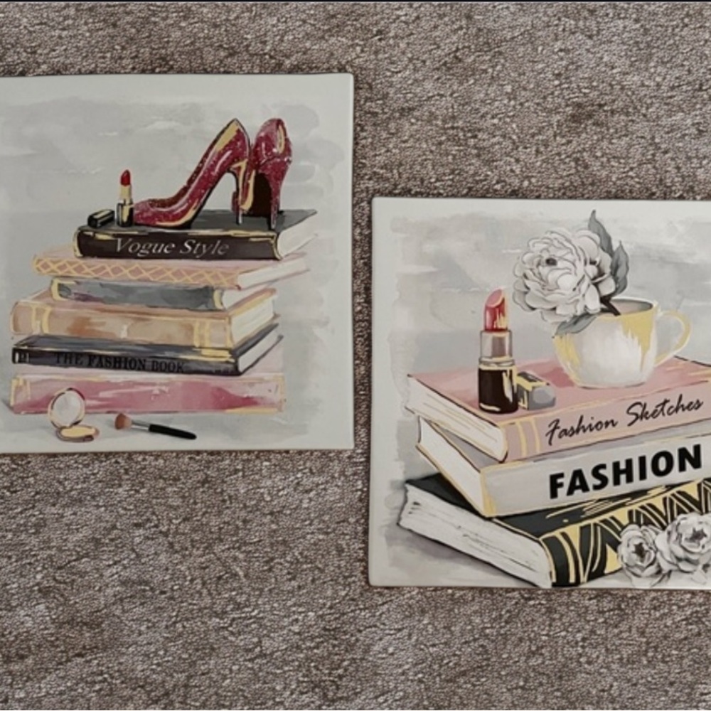 Fashion Book Stack Wall Art Set